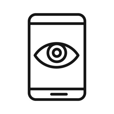 Mobil Göz Simgesi vektör çizgisi logosu veya sembol koleksiyon taslak biçimi