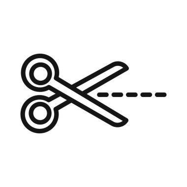 Kesik çizgiler simge vektör çizgisi logosuna sahip makas koleksiyon ana hatları biçimini ayarla