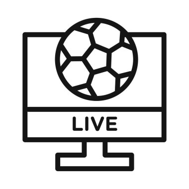 TV simgesi vektör çizgisi logosu veya sembol kümesi koleksiyon taslak biçimi üzerinde futbol canlı karşılaşması