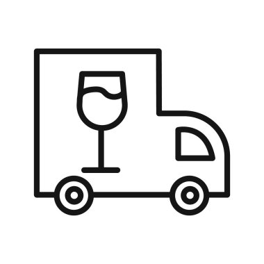 Şarap dağıtım simgesi vektör çizgisi logosu veya sembol koleksiyon taslak biçimi