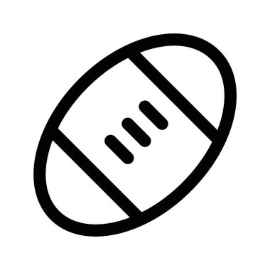 Amerikan Rugby top simgesi ince çizgi ana hatları ve doğrusal vektör işareti ile ayarlandı