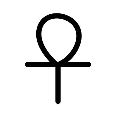 Ankh simgesi ince çizgi ana hatları ve doğrusal vektör işareti ile ayarlandı