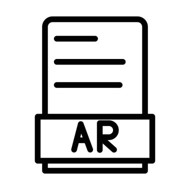 AR Dosya Belgesi Simgesi ince çizgi ana hatları ve doğrusal vektör işareti ile ayarlandı