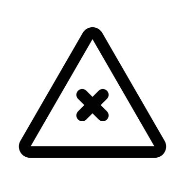 Dikkat Uyarı işareti simgesi ince çizgi çizgisi biçimi ve doğrusal vektör işareti ile ayarlandı