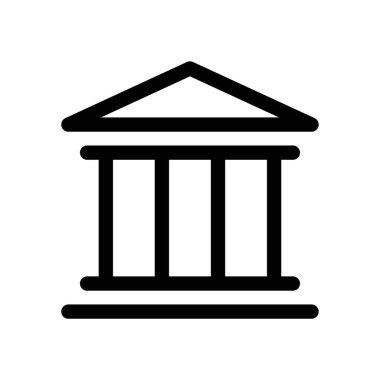 İnce çizgi dış hat biçimi ve doğrusal vektör işareti ile banka simgesi belirlendi