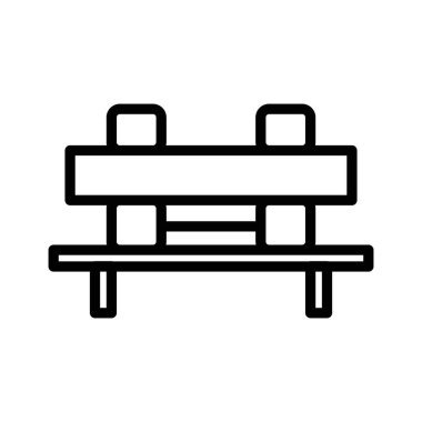 İnce çizgi ana hatları ve doğrusal vektör işareti ile bench simgesi belirlendi