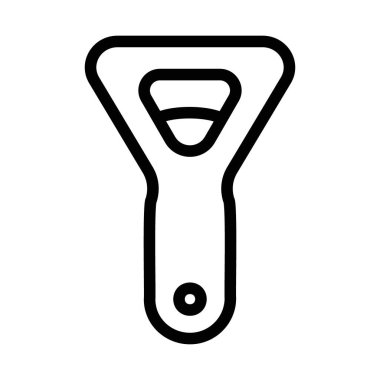 Şişe açıcı simgesi ince çizgi çizgisi biçimi ve doğrusal vektör işareti ile ayarlandı