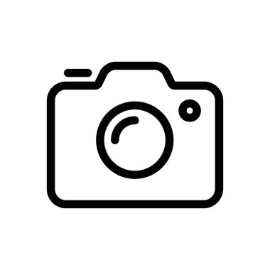 Kamera simgesi ince çizgi çizgisi biçimi ve doğrusal vektör işareti ile ayarlandı