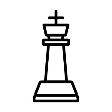 Satranç kralı simgesi ince çizgi çizgisi biçimi ve doğrusal vektör işareti ile ayarlandı