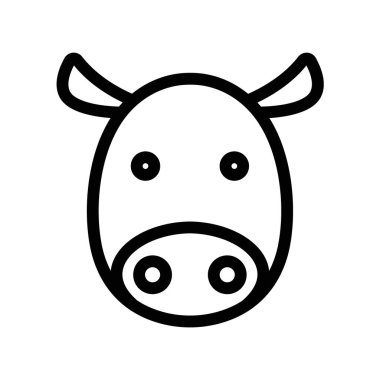 İnce çizgi çizgisi biçimi ve doğrusal vektör işareti ile inek başı simgesi belirlendi