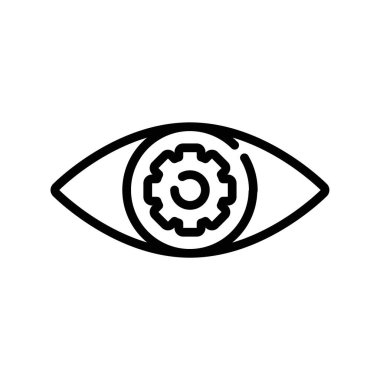 İnce çizgi ana hatları ve doğrusal vektör işaretinde yaratıcı görüş simgesi belirlendi