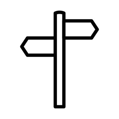 Kesişen yollar işaret simgesi ince çizgi çizgisi biçimi ve doğrusal vektör işareti ile ayarlandı