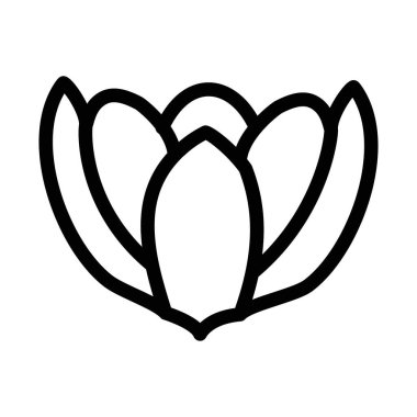 Crocus Simgesi ince çizgi ana hatları ve doğrusal vektör işareti ile ayarlandı