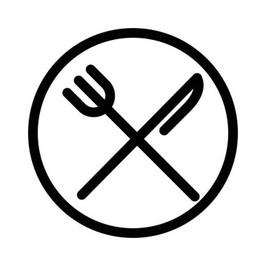 Çatal bıçak simgesi ince çizgi ana hatları ve doğrusal vektör işareti ile ayarlandı