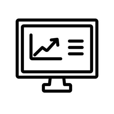 veri analiz simgesi ince çizgi ana hatları ve doğrusal vektör işareti ile ayarlandı