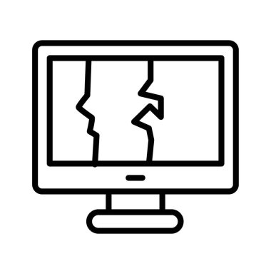 İnce çizgi çizgisi biçimi ve doğrusal vektör işareti ile simgeyi göster ya da lcd sorunları simgesi