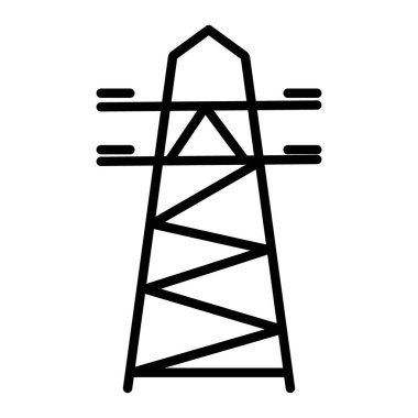 Elektrik enerji kulesi simgesi ince çizgi çizgisi biçimi ve doğrusal vektör işareti ile ayarlandı