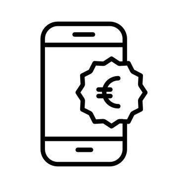İnce çizgi ana hatları ve doğrusal vektör işareti ile Avrupa grafik simgesi belirlendi