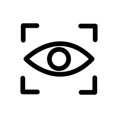 Göz tarama simgesi ince çizgi çizgisi biçimi ve doğrusal vektör işareti ile ayarlandı