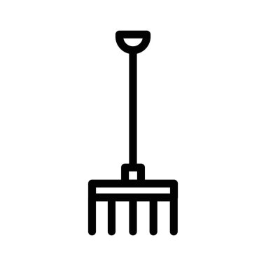 İnce çizgi çizgisi biçimi ve doğrusal vektör işareti ile bahçe çatalı simgesi belirlendi