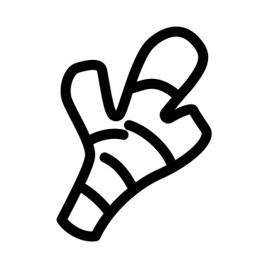 İnce çizgi ana hatları ve doğrusal vektör işareti ile Ginger simgesi belirlendi