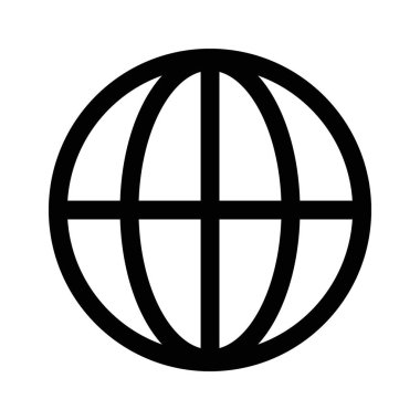 İnce çizgi çizgisi biçimi ve doğrusal vektör işareti ile dünya simgesi belirlendi