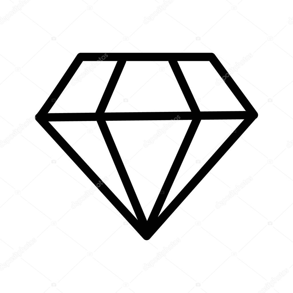 Diamond icon set in thin line outline style and linear vector sign