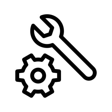 mekanik ayar simgesi ince çizgi dış hat biçimi ve doğrusal vektör işareti ile ayarlandı