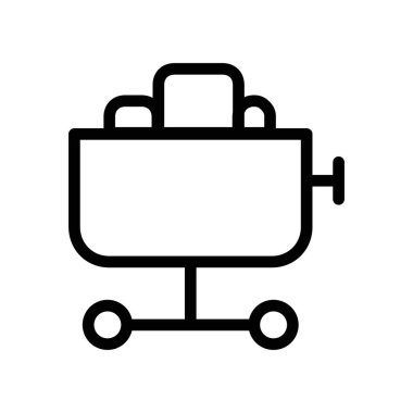 Mining Cart simgesi ince çizgi ana hatları ve doğrusal vektör işareti ile ayarlandı