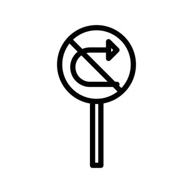 İnce çizgi çizgisi biçimi ve doğrusal vektör işaretinde U dönüşü simgesi yok