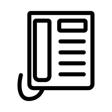 Ofis Telefon simgesi ince çizgi ana hatları ve doğrusal vektör işareti ile ayarlandı