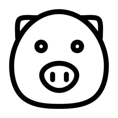 Domuz yüz simgesi ince çizgi çizgisi biçimi ve doğrusal vektör işareti ile ayarlandı