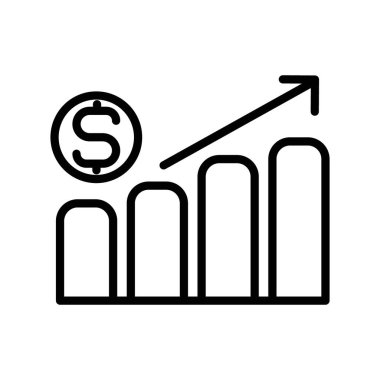 İnce çizgi çizgisi biçimi ve doğrusal vektör işaretinde fiyat simgesini yükselt