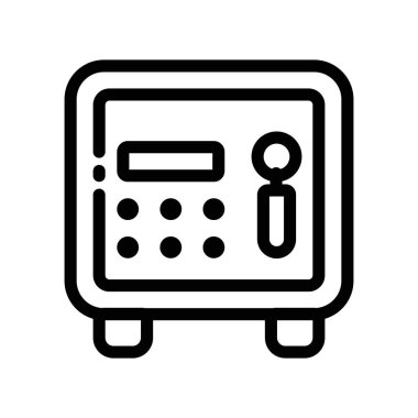 Güvenli kutu simgesi ince çizgi çizgisi biçimi ve doğrusal vektör işareti ile ayarlandı