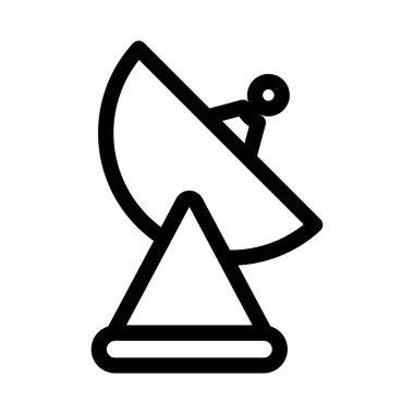 Uydu aygıtı simgesi ince çizgi ana hatları ve doğrusal vektör işareti ile ayarlandı