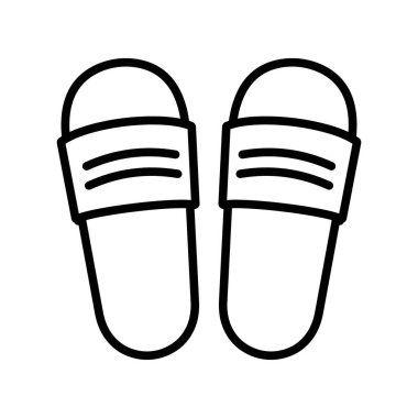 Terlik simgesi ince çizgi çizgisi biçimi ve doğrusal vektör işareti ile ayarlandı