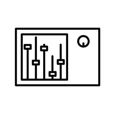 Ses karıştırıcı simgesi ince çizgi çizgisi biçimi ve doğrusal vektör işareti ile ayarlandı