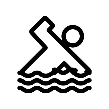 Yüzme simgesi ince çizgi çizgisi biçimi ve doğrusal vektör işareti ile ayarlandı