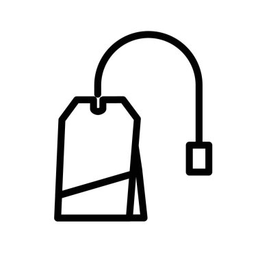 İnce çizgi çizgisi biçimi ve doğrusal vektör işareti ile çay poşeti simgesi ayarlandı