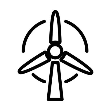 Rüzgar türbini simgesi ince çizgi çizgisi biçimi ve doğrusal vektör işareti ile ayarlandı