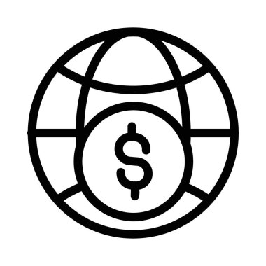 dünya ödeme transfer simgesi ince çizgi dış hat biçimi ve doğrusal vektör işareti ile ayarlandı