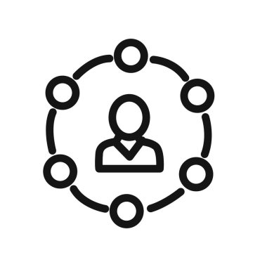 Web uygulaması ui için bağlı pazarlama simgesi doğrusal vektör grafik imzası veya sembol