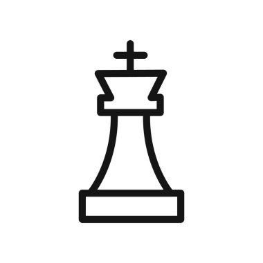 Satranç kralı simgesi doğrusal vektör grafik işareti veya web uygulaması ui için sembol