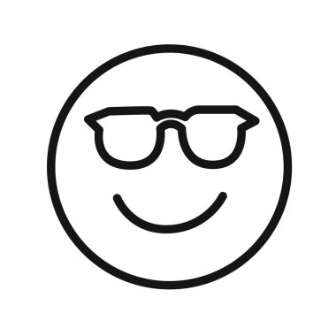 Cool Emoji Simgesi doğrusal vektör grafik işareti veya web uygulaması ui için sembol