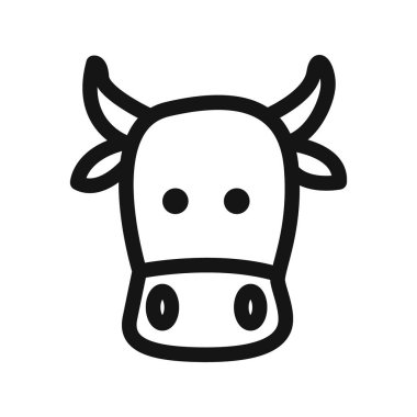 İnek başlığı simgesi doğrusal vektör grafik işareti ya da web uygulaması ui için sembol