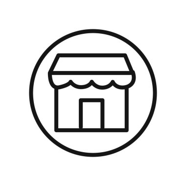 Web uygulaması ui için pazar yeri simgesi doğrusal vektör grafik imzası veya sembol