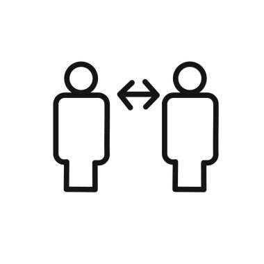 Sosyal uzaklık simgesi doğrusal vektör grafik işareti veya web uygulaması ui için sembol