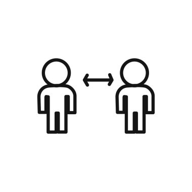 Oturan sosyal uzaklık simgesi doğrusal vektör grafik işareti veya web uygulaması ui için sembol