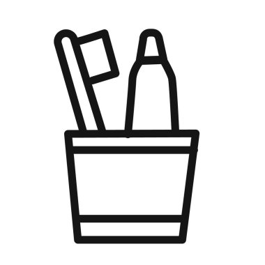 Diş fırçası simgesi doğrusal vektör grafik işareti veya web uygulaması ui için sembol