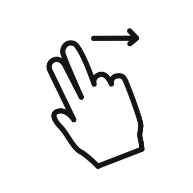 Web uygulaması ui için iki parmak sağ simge doğrusal vektör grafik imzası veya sembol ayarlı